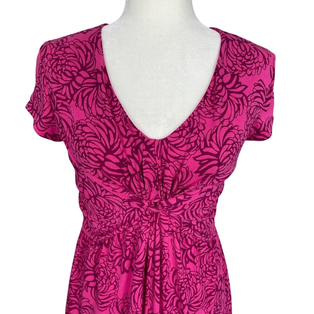 Garnet Hill Floral Knot Front Dress Cotton Stretch Pink Size 2 Travel Vacation - Picture 2 of 13